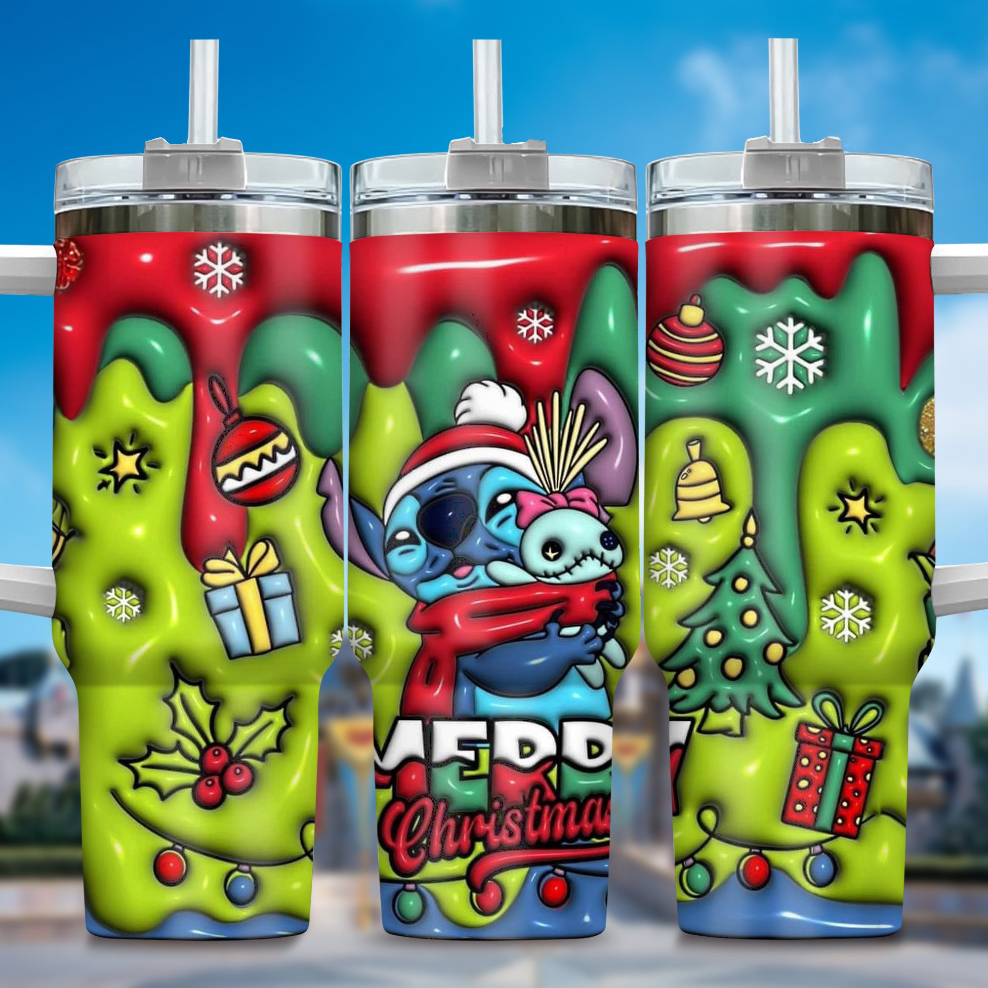 Inflated 3D Stitch Cartoon Custom Stanley Cup 40 oz 30 oz Tumbler With HandleTVC2301357