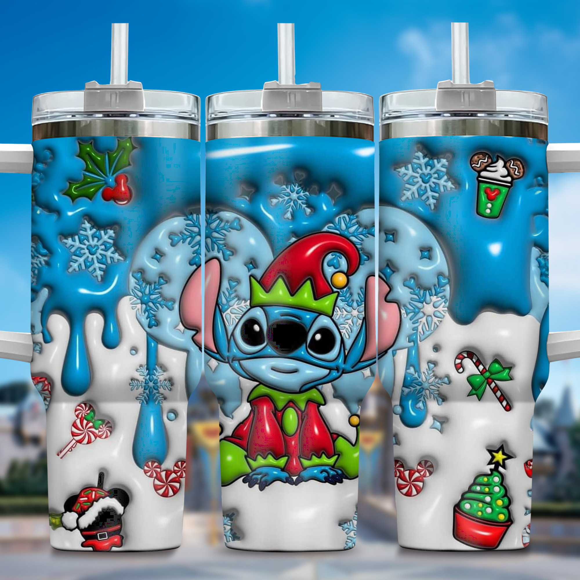 Inflated 3D Stitch Cartoon Custom Stanley Cup 40 oz 30 oz Tumbler With HandleTVC2301357