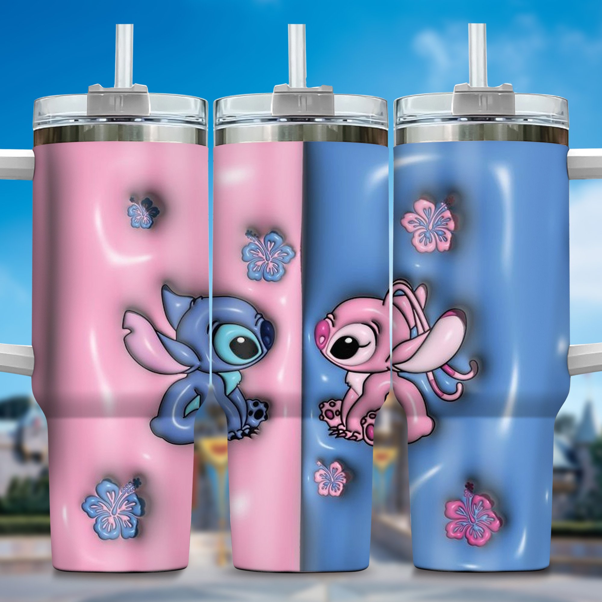 Inflated 3D Stitch Cartoon Custom Stanley Cup 40 oz 30 oz Tumbler With HandleTVC2301357