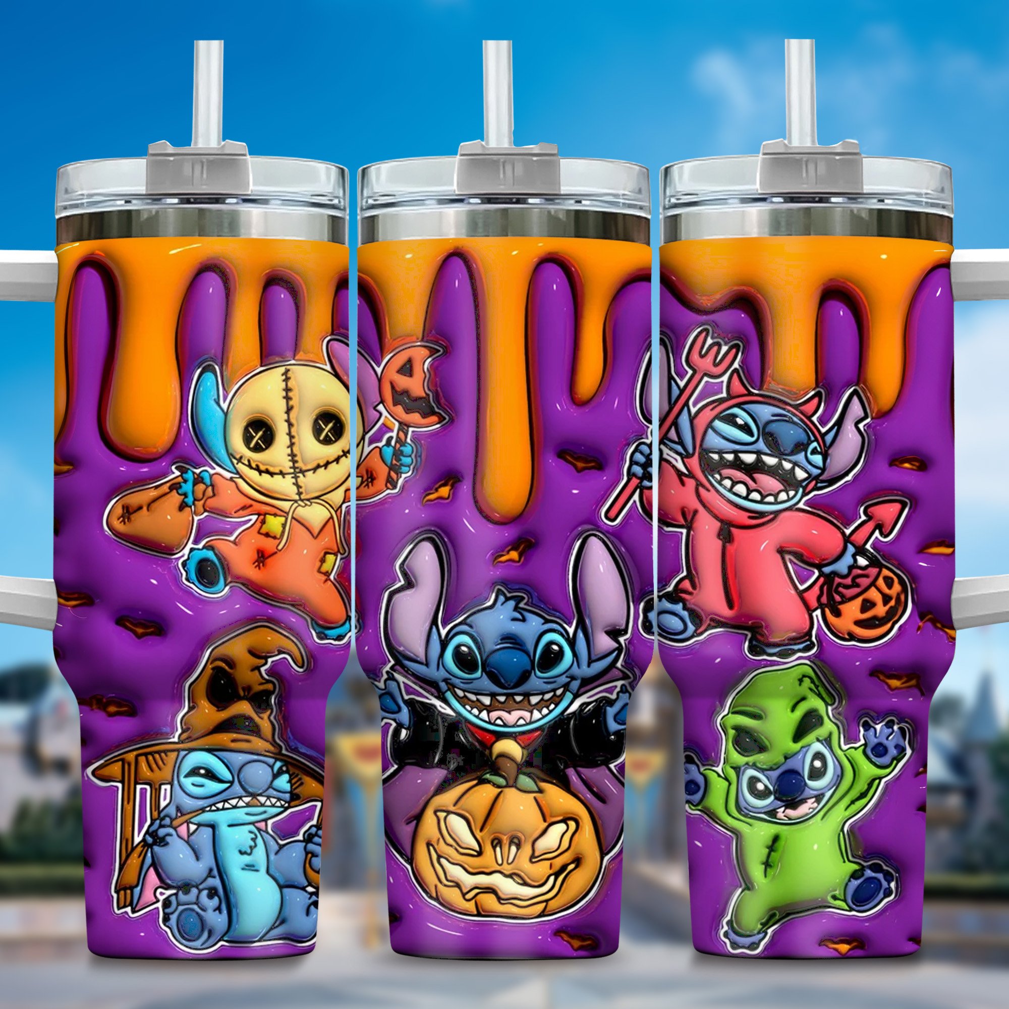 Inflated 3D Stitch Cartoon Custom Stanley Cup 40 oz 30 oz Tumbler With HandleTVC2301357