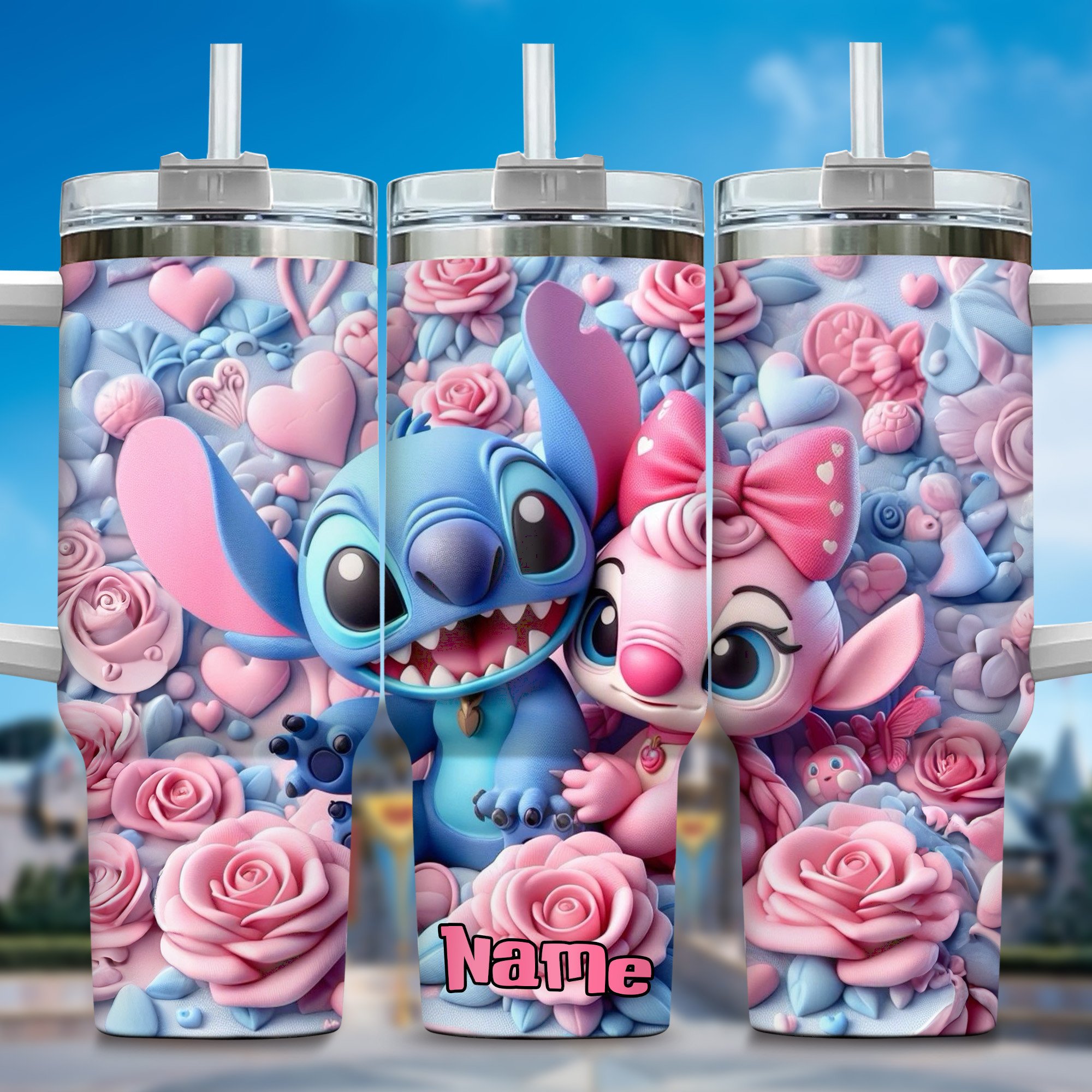 Inflated 3D Stitch Cartoon Custom Stanley Cup 40 oz 30 oz Tumbler With HandleTVC2301357