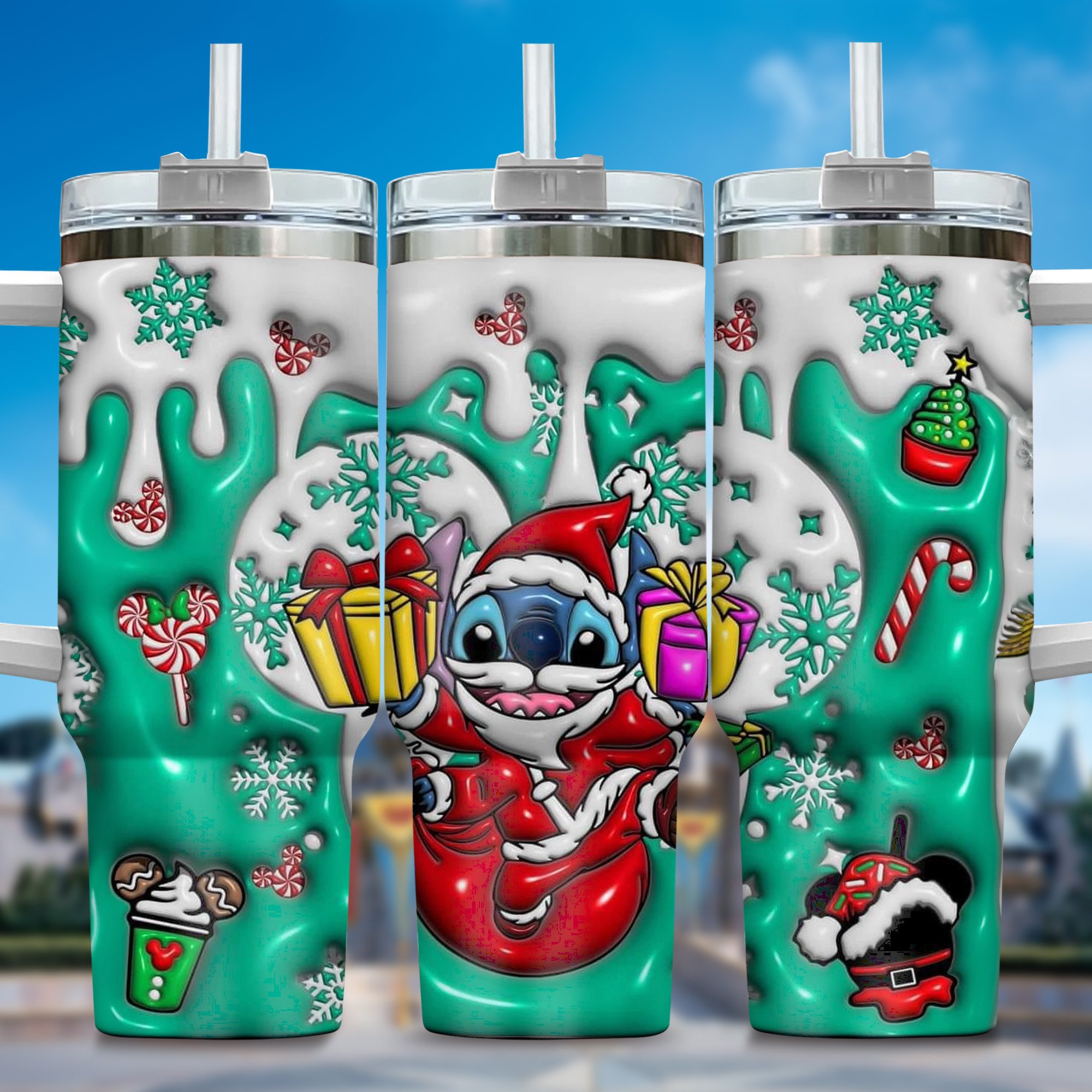 Inflated 3D Stitch Cartoon Custom Stanley Cup 40 oz 30 oz Tumbler With HandleTVC2301357