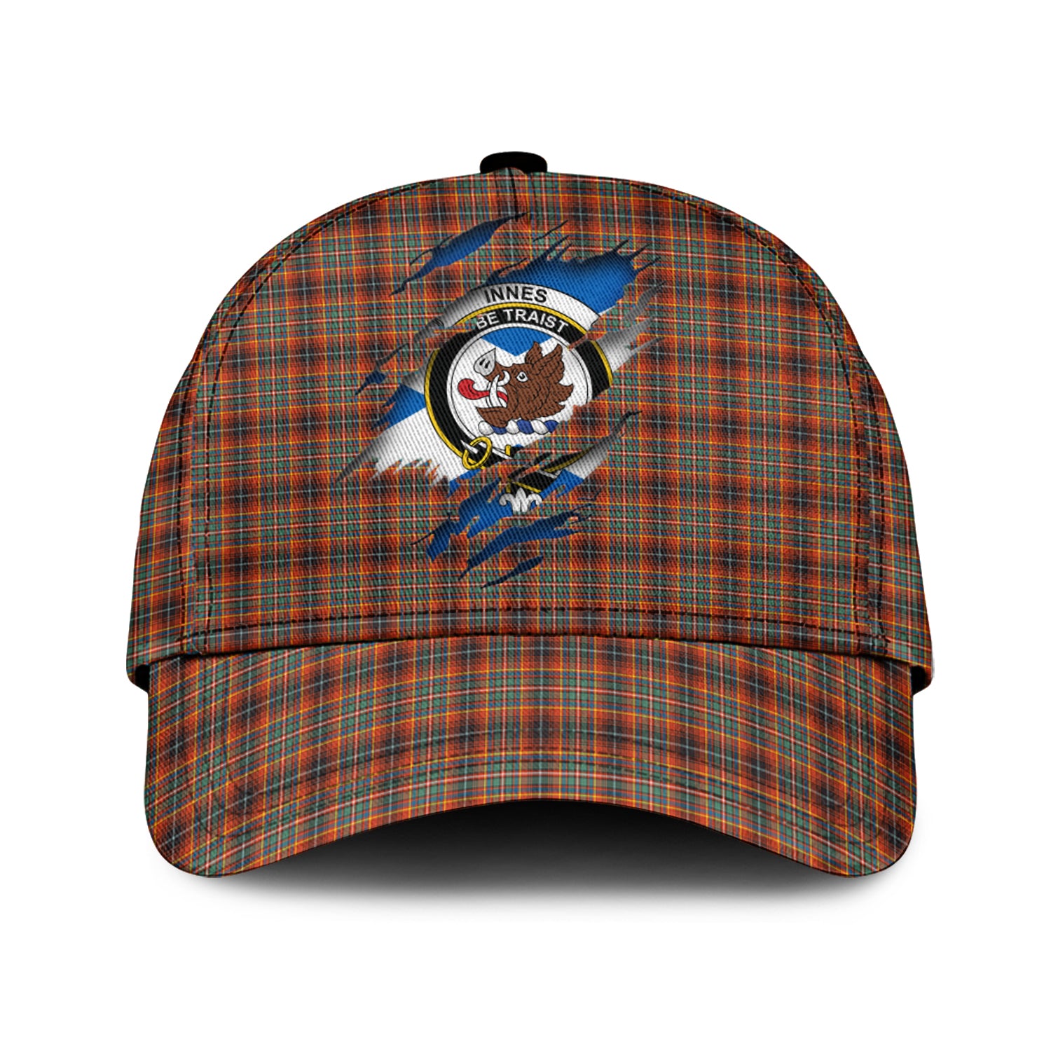 Innes Ancient Tartan Plaid Cap, Family Crest In Me Style Tartan Baseball Cap TS23 Trucker Hats Custom Hats Gifts For Men & Women