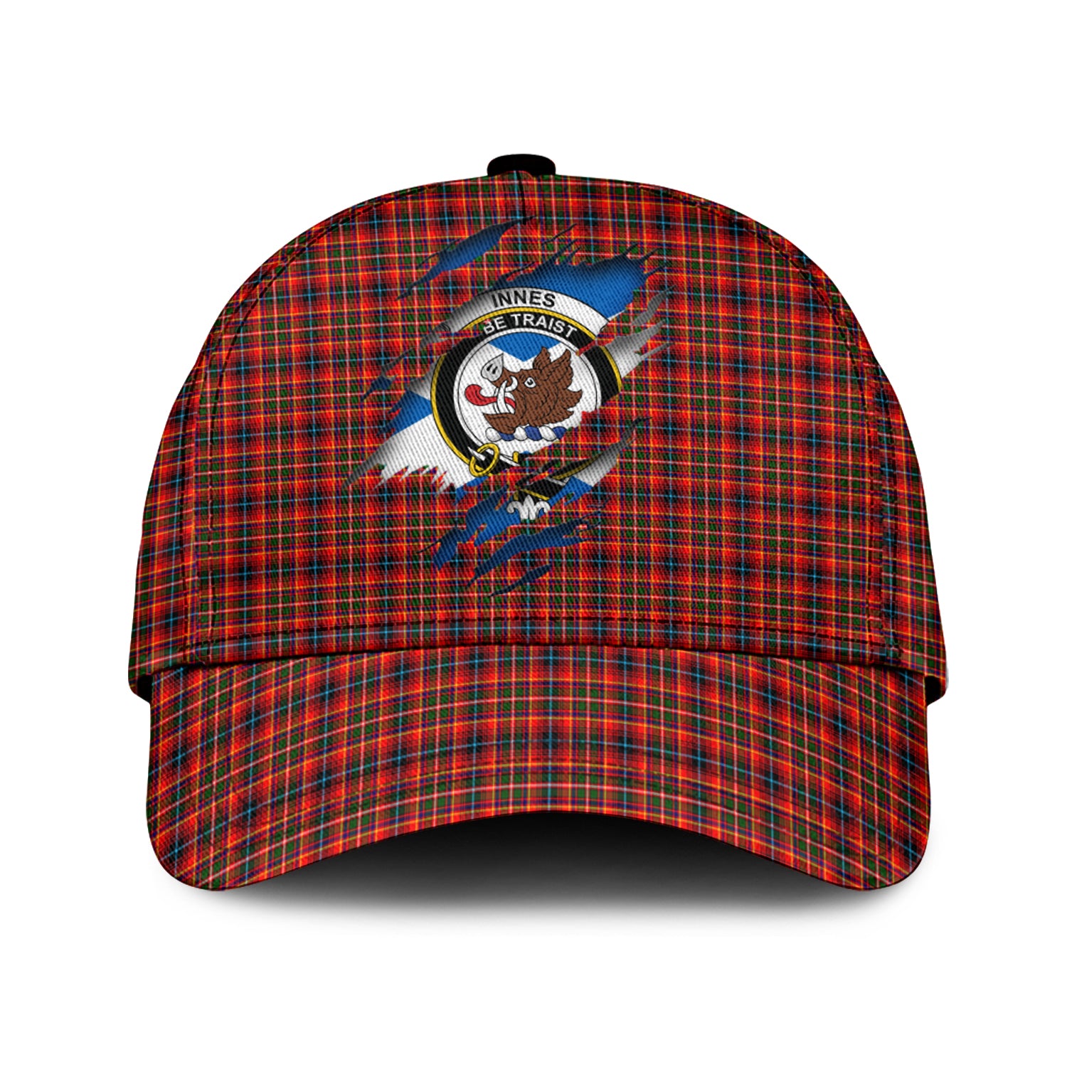 Innes Modern Tartan Plaid Cap, Family Crest In Me Style Tartan Baseball Cap TS23 Trucker Hats Custom Hats Gifts For Men & Women