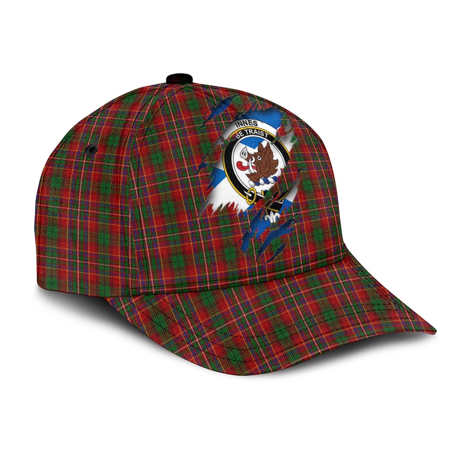 Innes Tartan Plaid Cap, Family Crest In Me Style Tartan Baseball Cap TS23 Trucker Hats Custom Hats Gifts For Men & Women