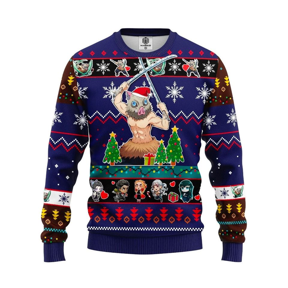 Inosuke Ugly Christmas Sweater - Anime Festive Wear