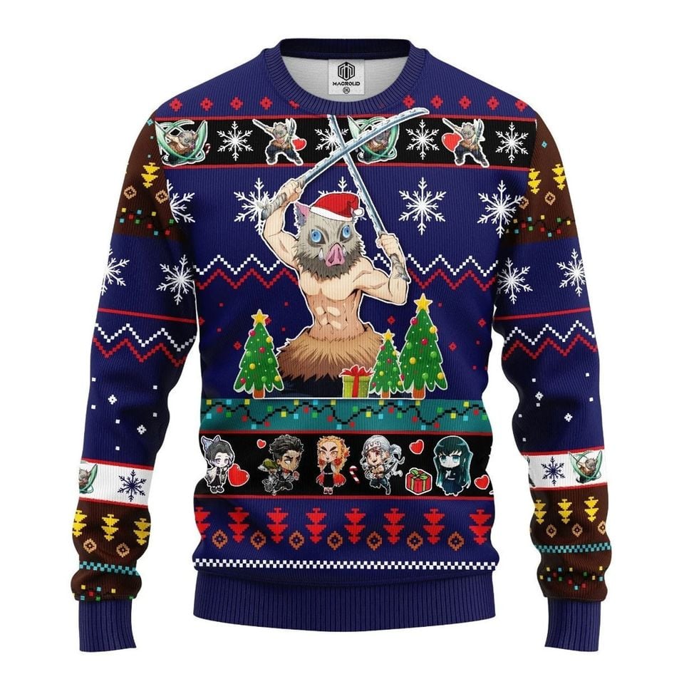 Inosuke Ugly Knitted Christmas, Inosuke Xmas 3D Sweater