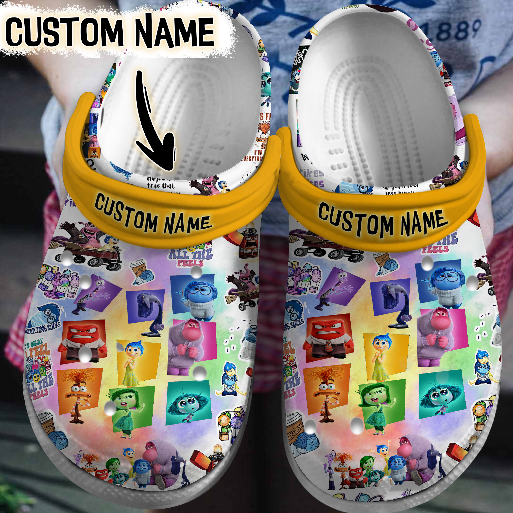Inside Out Cartoon Crocs Crocband Clogs Shoes Comfortable For Men Women and Kids