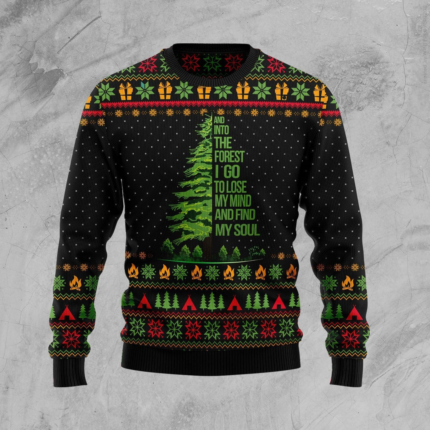 Into The Forest Go Camping Ugly Christmas Sweater
