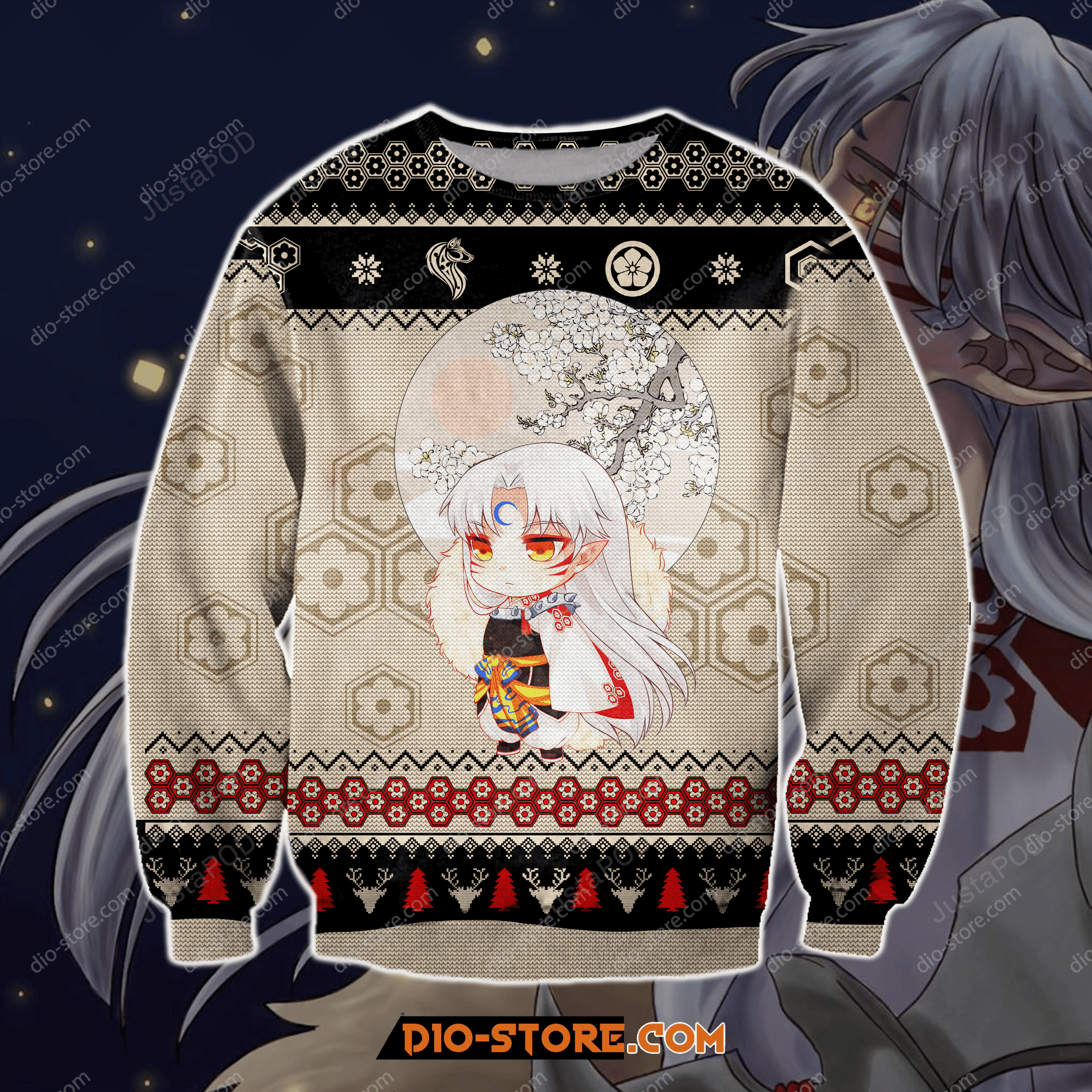Inuyasha Manga 3D Knitting Pattern Print Ugly Christmas Sweater Adult 3D Funny Matching for family