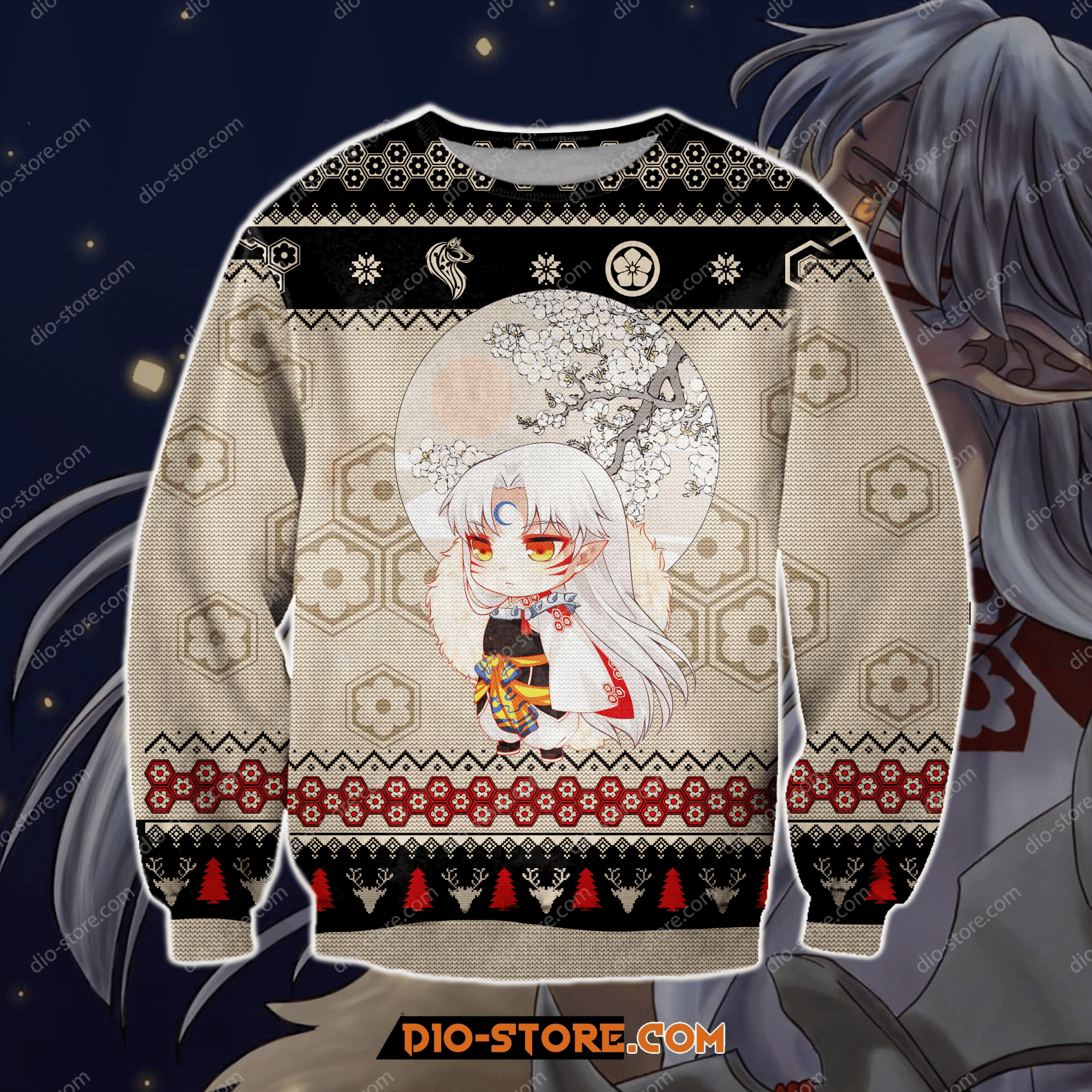 Inuyasha Manga Knitting Pattern For Unisex Ugly Christmas Sweater Adult 3D Funny Matching for family