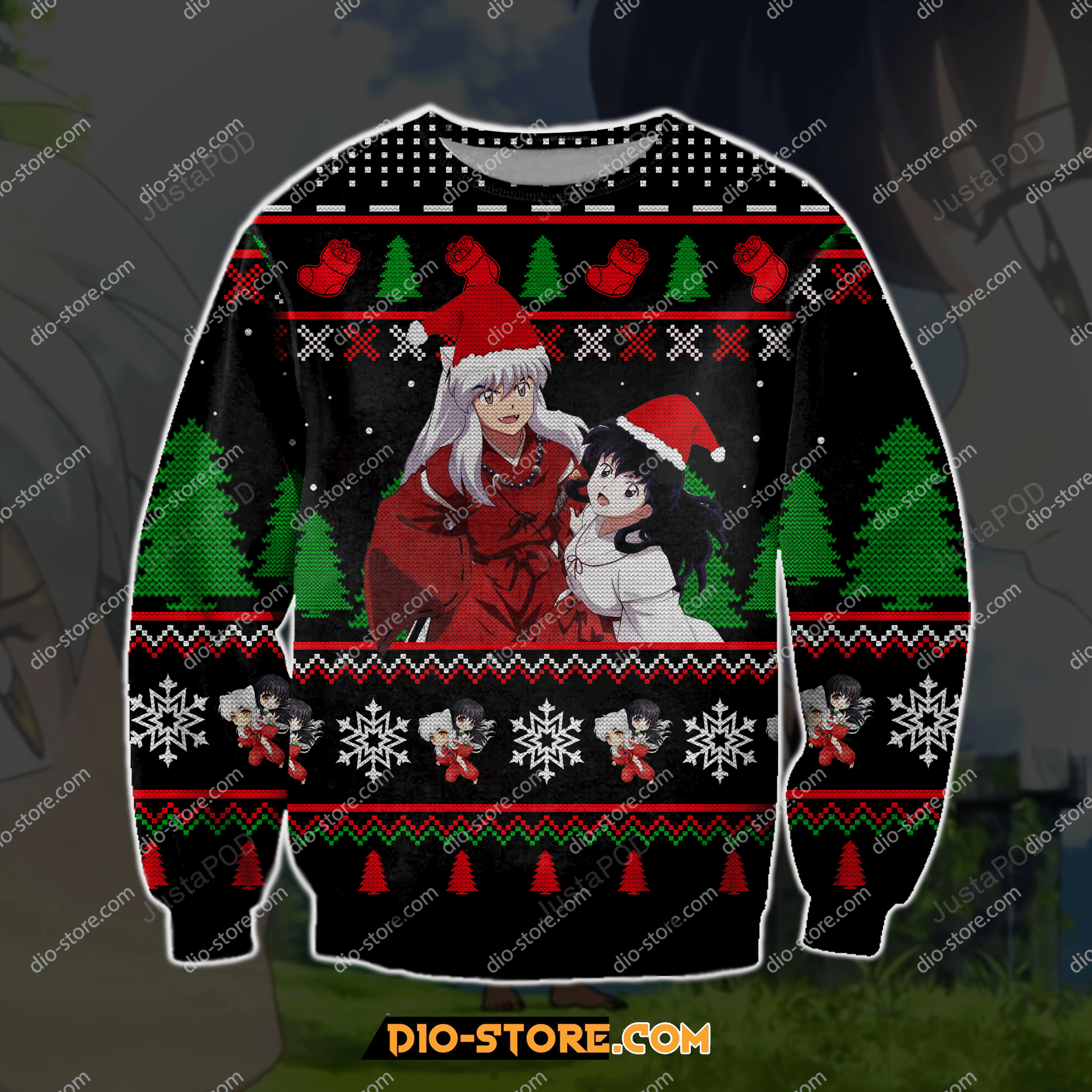 Inuyasha Manga Ugly Christmas Sweater Adult 3D Funny Matching for family