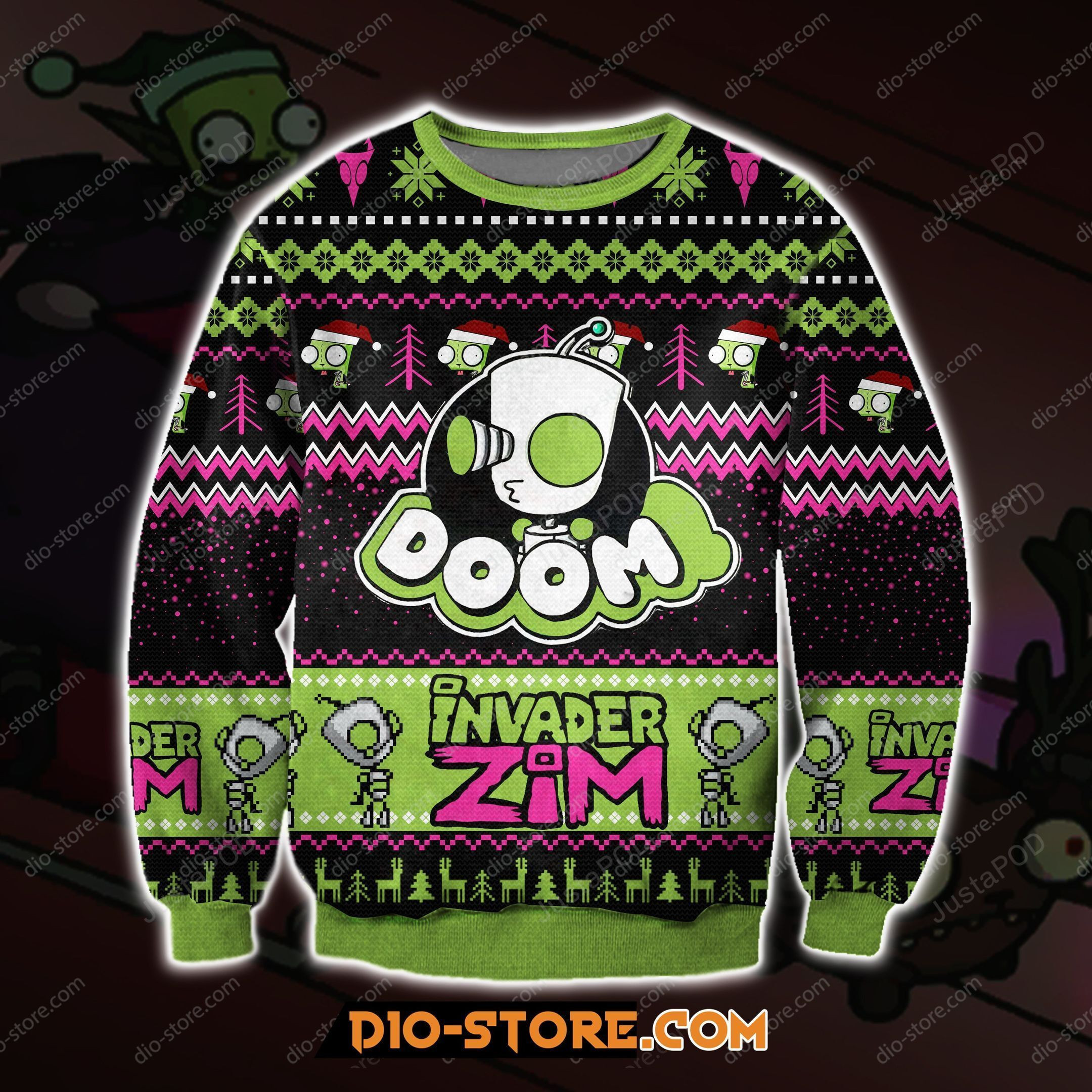 Invader Zim Ugly Christmas Sweater Adult 3D Funny Matching for family