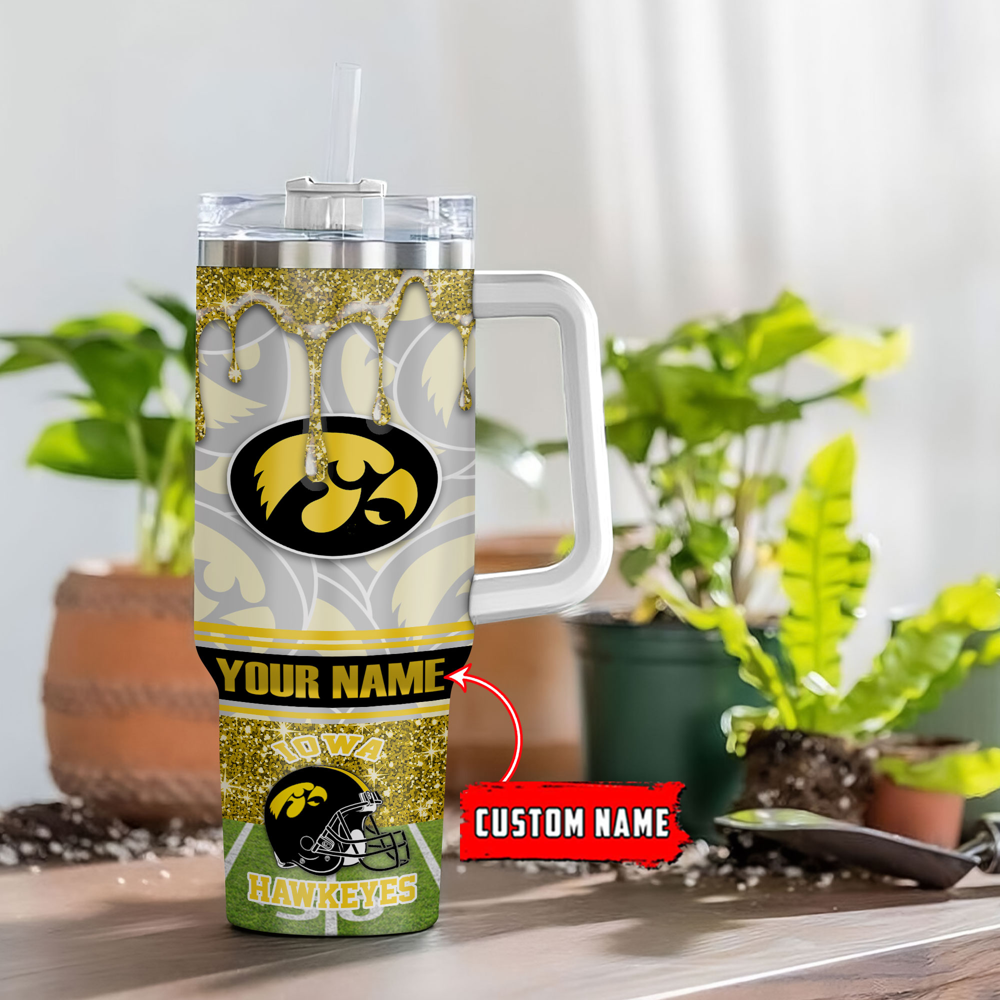 Iowa Hawkeyes NCAA Glitter Custom Stanley Cup 40 oz 30 oz Tumbler With HandleTVC230116