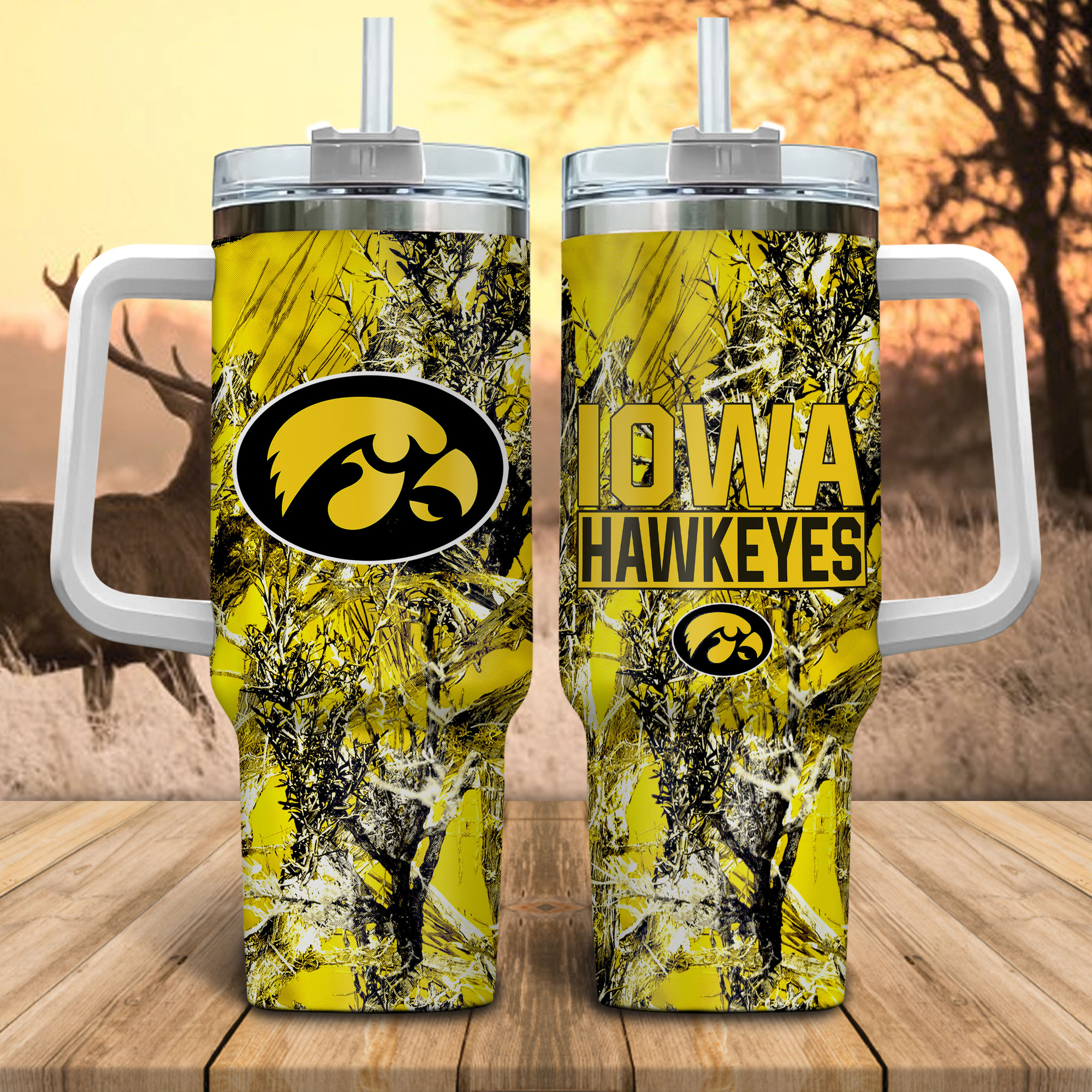 Iowa Hawkeyes NCAA Hunting Custom Stanley Cup 40 oz 30 oz Tumbler With HandleTVC230115