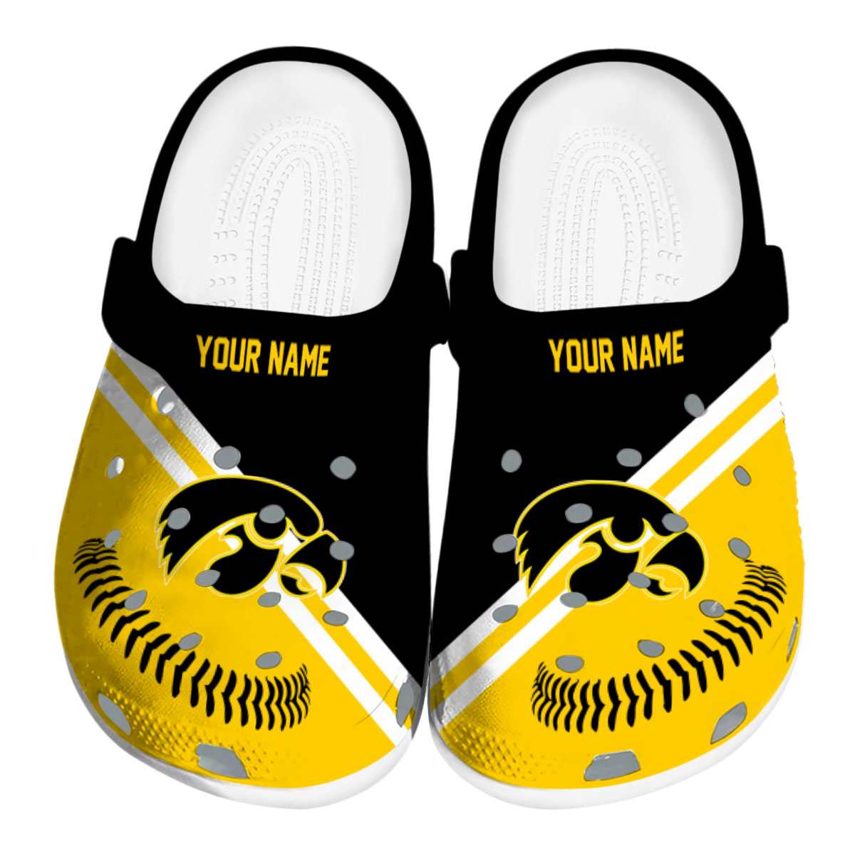 Iowa Hawkeyes NCAA Sport Crocs Crocband Clogs Shoes Comfortable For Men Women and Kids