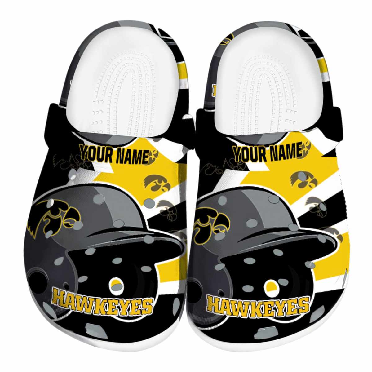 Iowa Hawkeyes NCAA Sport Crocs Crocband Clogs Shoes Comfortable For Men Women and Kids