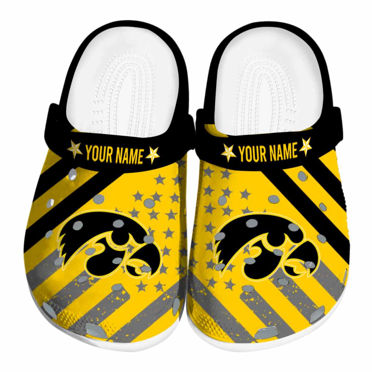 Iowa Hawkeyes NCAA Sport Crocs Crocband Clogs Shoes Comfortable For Men Women and Kids