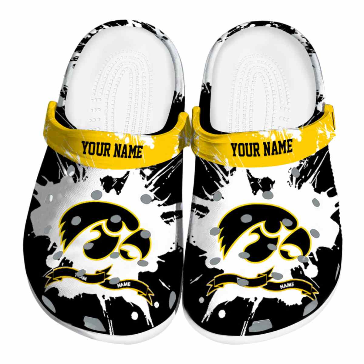 Iowa Hawkeyes NCAA Sport Crocs Crocband Clogs Shoes Comfortable For Men Women and Kids