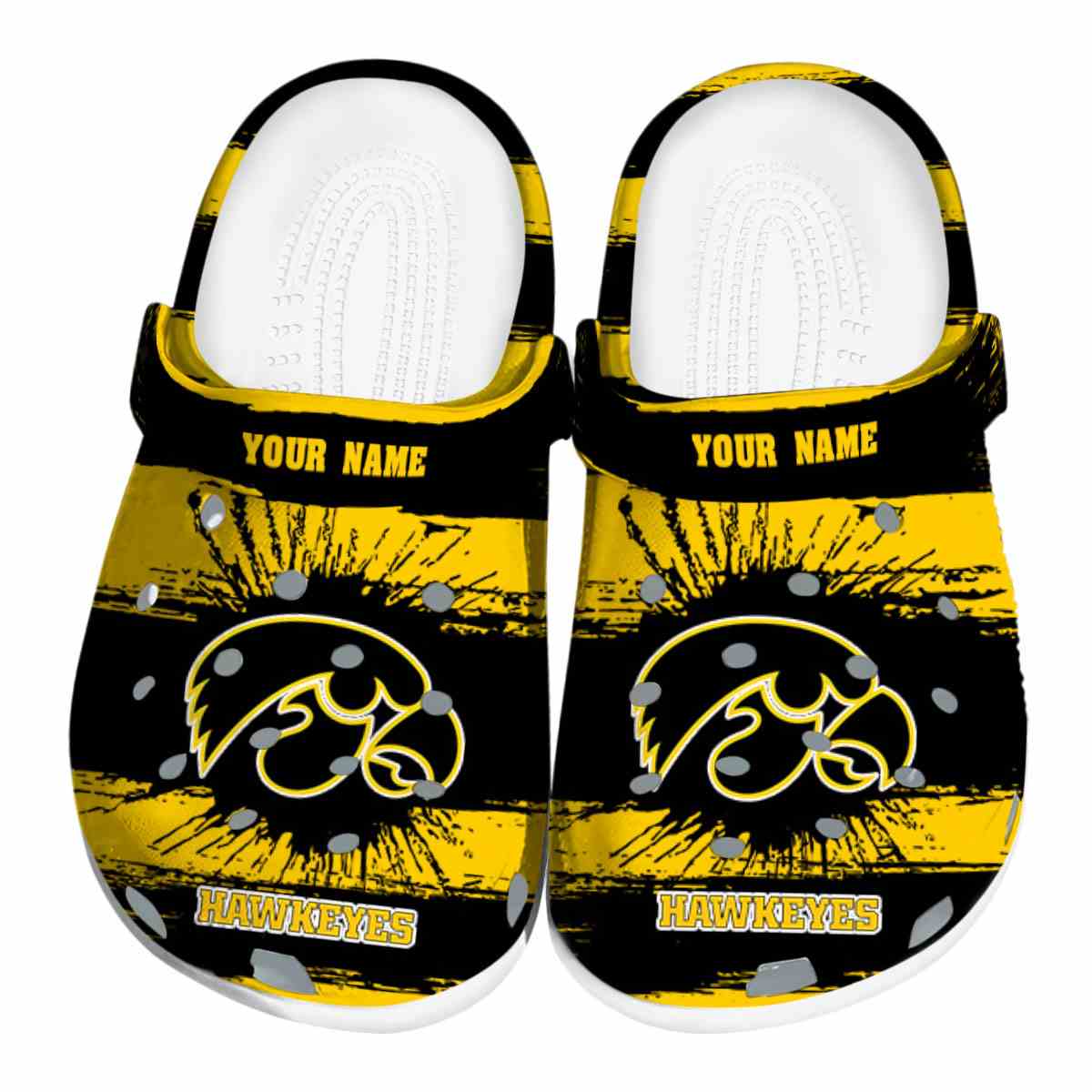Iowa Hawkeyes NCAA Sport Crocs Crocband Clogs Shoes Comfortable For Men Women and Kids