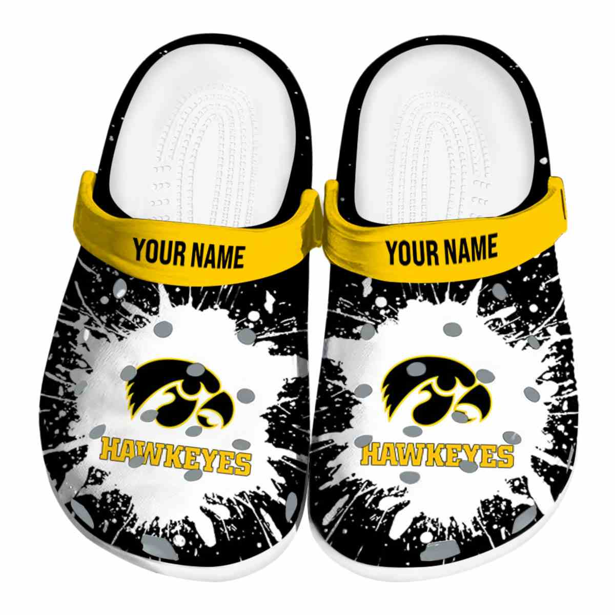 Iowa Hawkeyes NCAA Sport Crocs Crocband Clogs Shoes Comfortable For Men Women and Kids