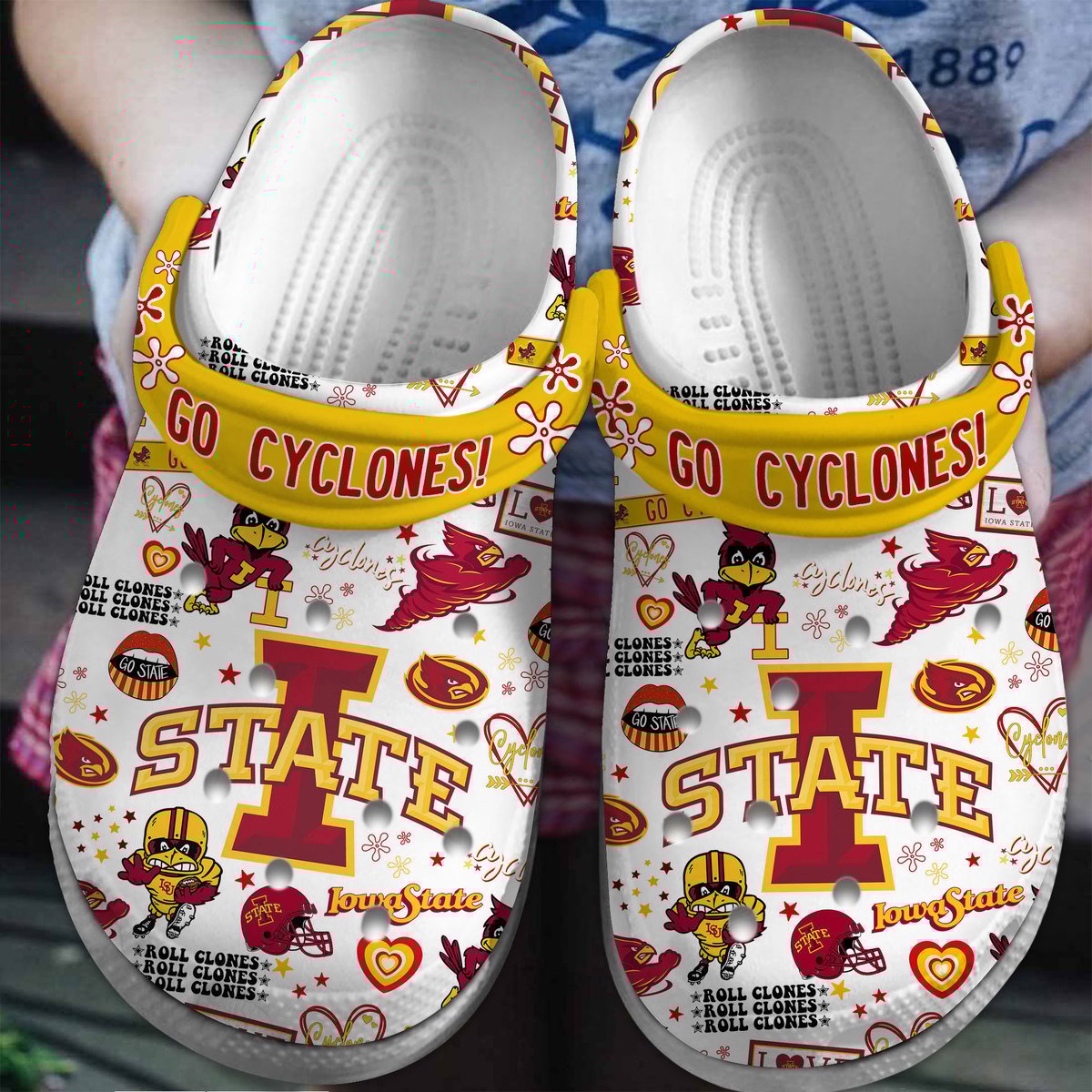 Iowa State Cyclones NCAA Sport Crocs Crocband Clogs Shoes Comfortable For Men Women and Kids
