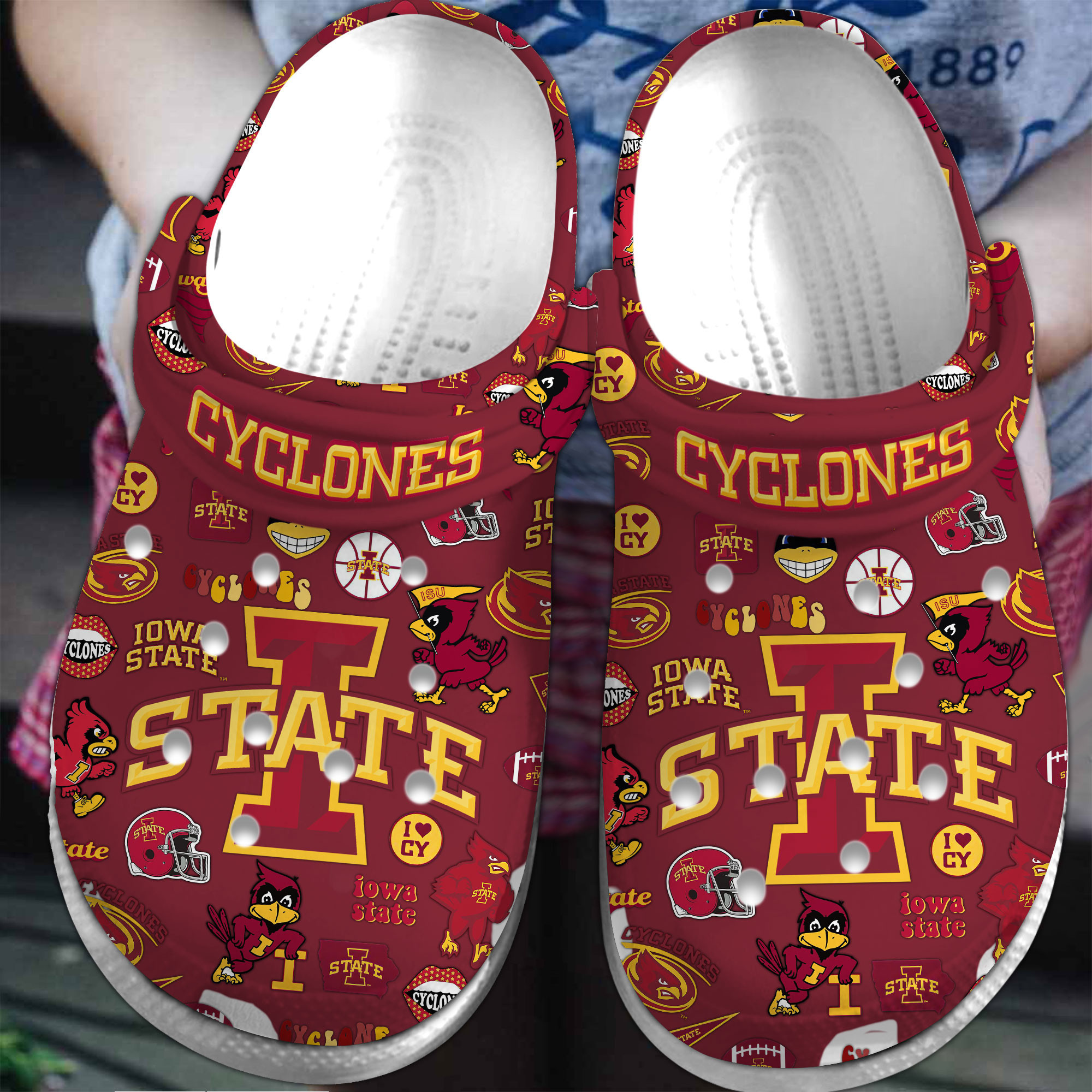 Iowa State Cyclones NCAA Sport Crocs Crocband Clogs Shoes Comfortable For Men Women and Kids