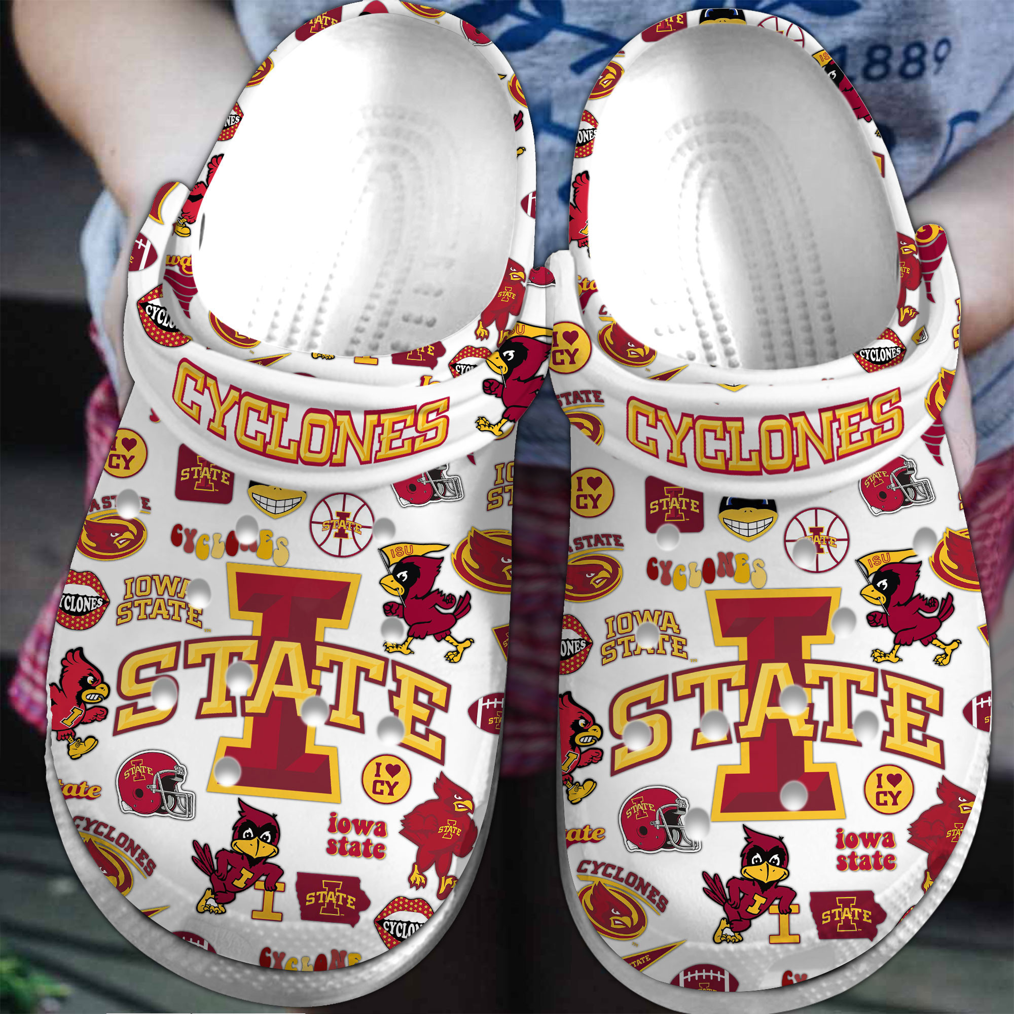 Iowa State Cyclones NCAA Sport Crocs Crocband Clogs Shoes Comfortable For Men Women and Kids
