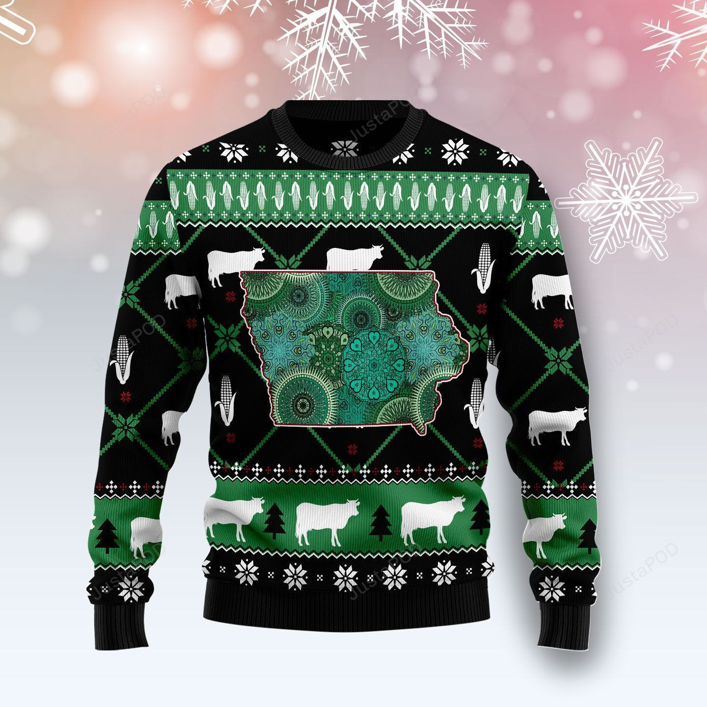 Iowa Usa Symbols Pattern Christmas Ugly Christmas Sweater Adult 3D Funny Matching for family