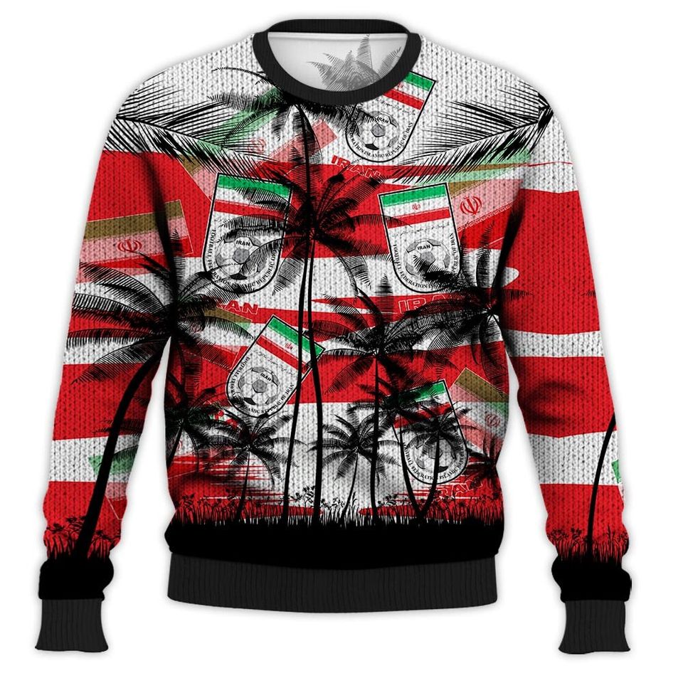 Iran Coconut Pattern Hawaiian Soccer Team, Iran World Cup 2022 3D Sweater - Image 2