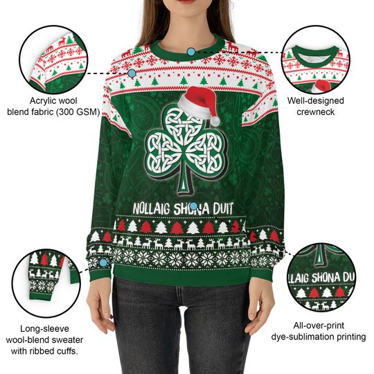 Ireland Christmas Nollaig Shona Duit Ugly Sweater Happy St Patricks Day Sweatshirt - Image 17