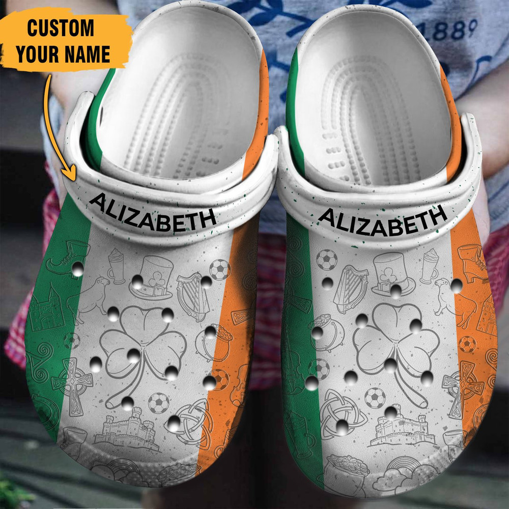 Ireland Flag Gift For Fan Classic Water Rubber clog Shoes Comfy Footwear