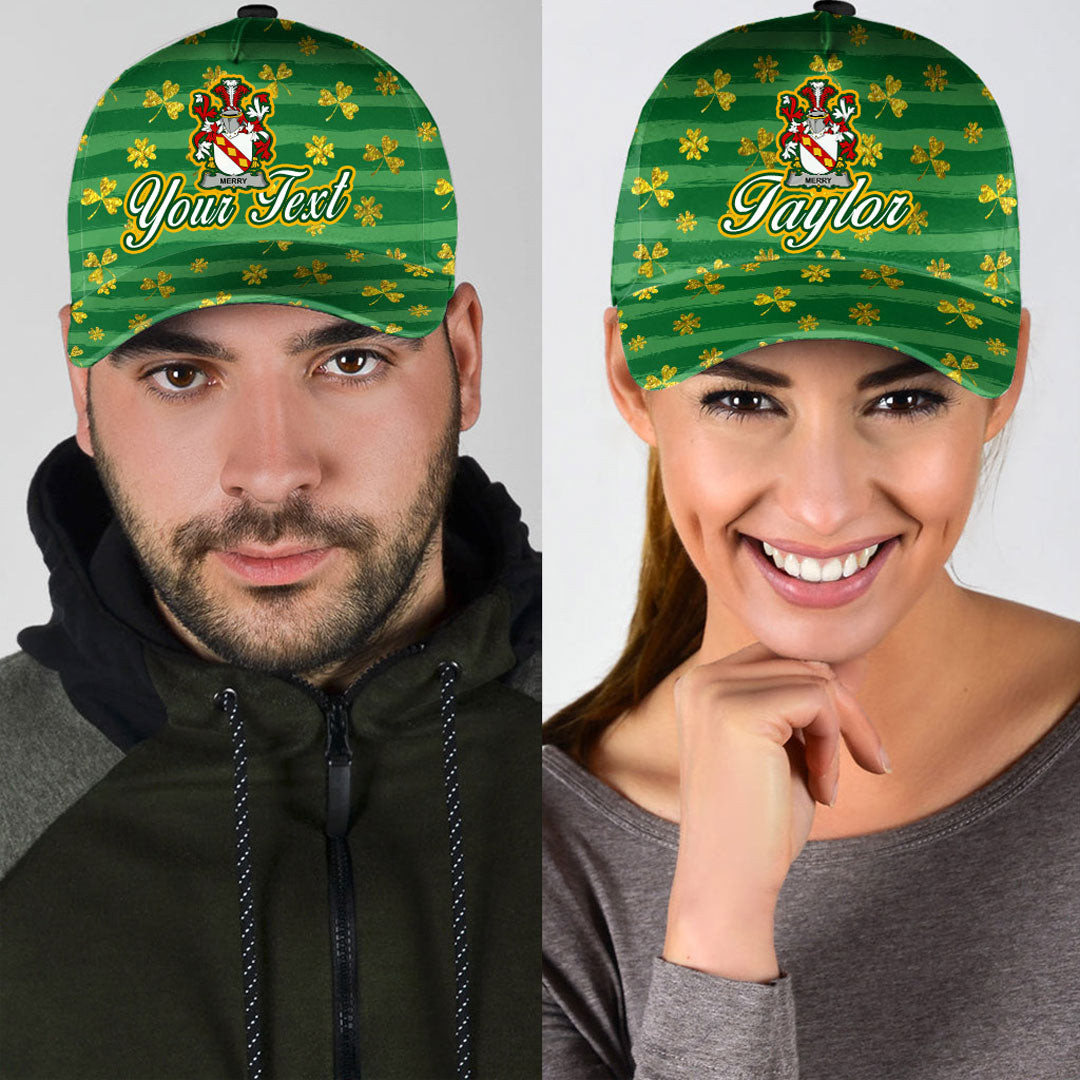 Ireland Merry or O Merry Irish Family Crest Classic Cap - Luxury Golden Irish Shamrock A7 Trucker Hats Custom Hats Gifts For Men & Women