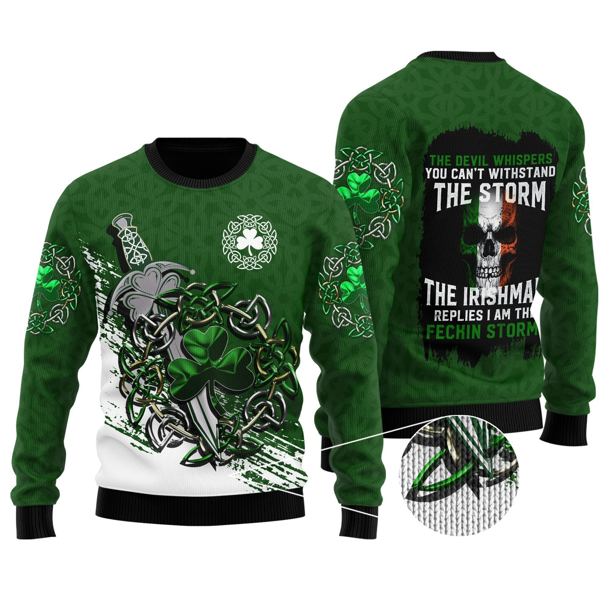 Irish Saint Patrick Day Ugly Christmas Sweater Adult 3D Funny Matching for family