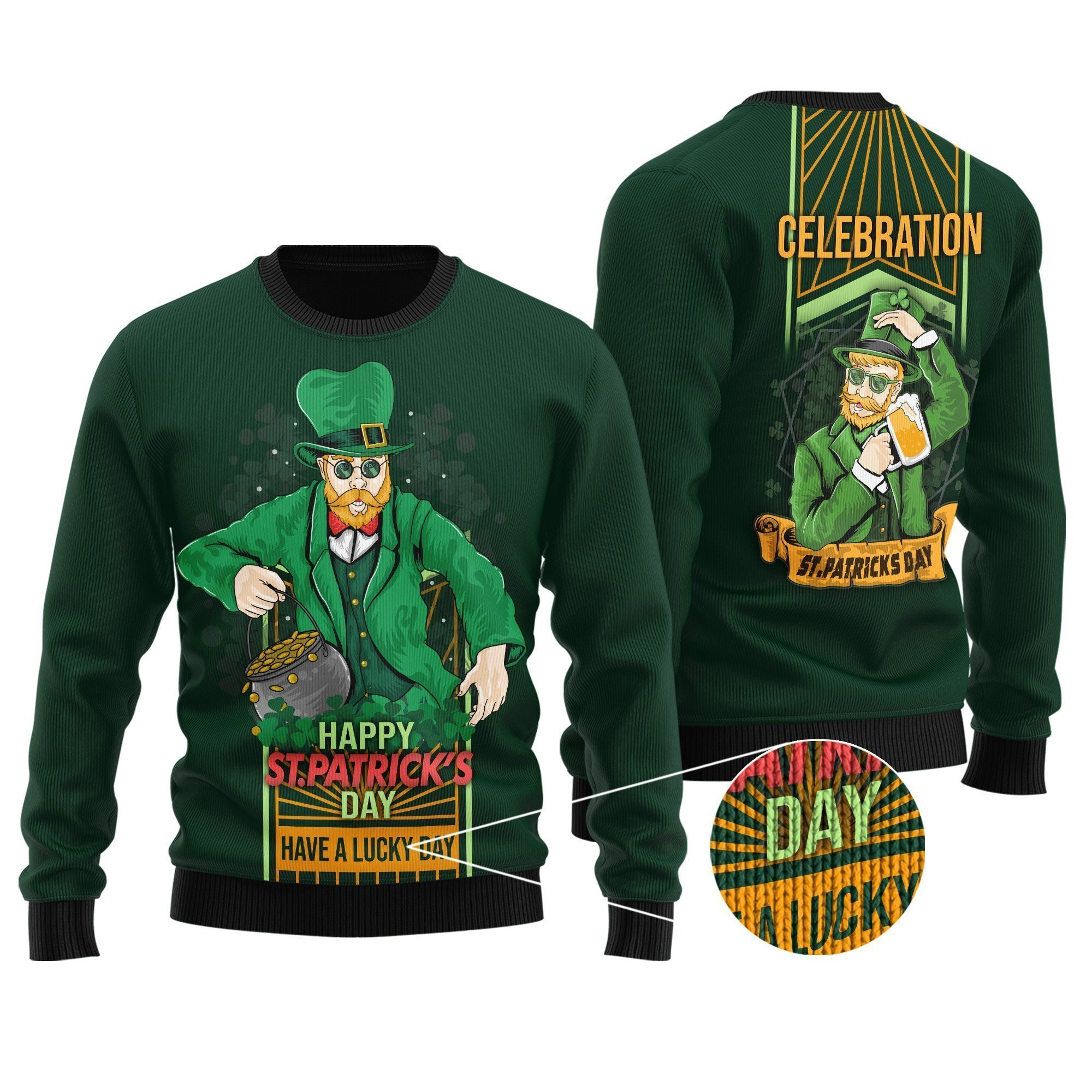 Irish Saint Patrick Day Ugly Christmas Sweater Adult 3D Funny Matching for family