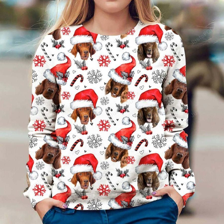 Irish Setter Xmas Decor Ugly Christmas Sweater Adult 3D Funny Matching for family