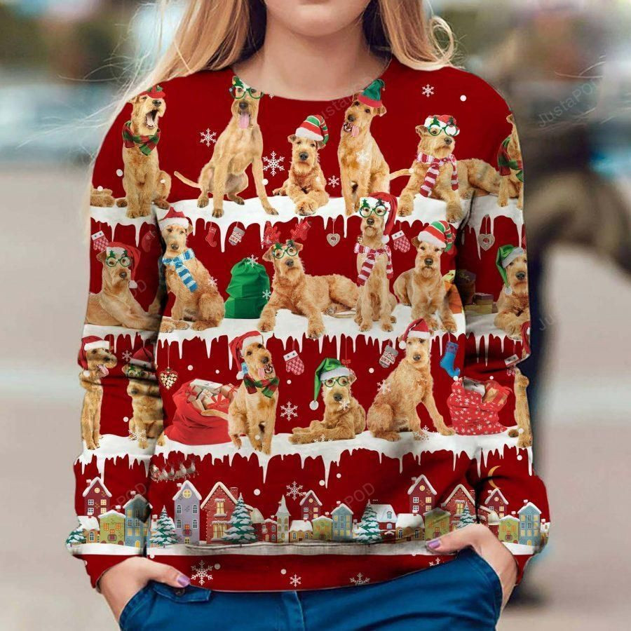 Irish Terrier Snow Christmas Ugly Christmas Sweater Adult 3D Funny Matching for family