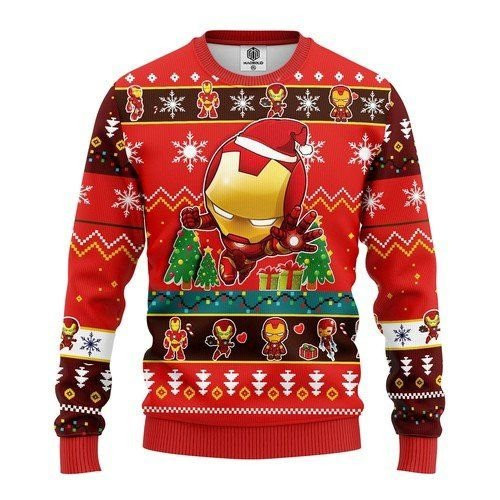 Iron Man Chibi For Unisex Ugly Christmas Sweater Adult 3D Funny Matching for family