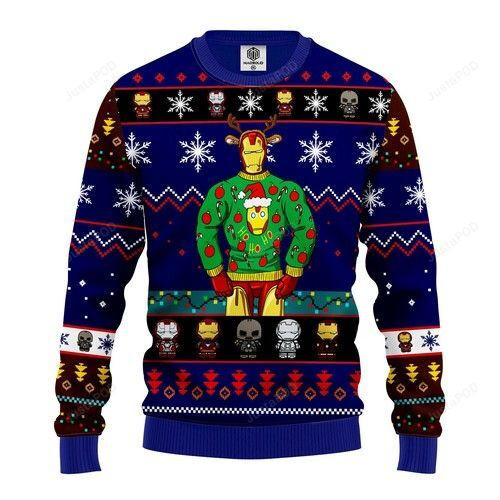 Iron Man Funny Ugly Christmas Sweater Adult 3D Funny Matching for family