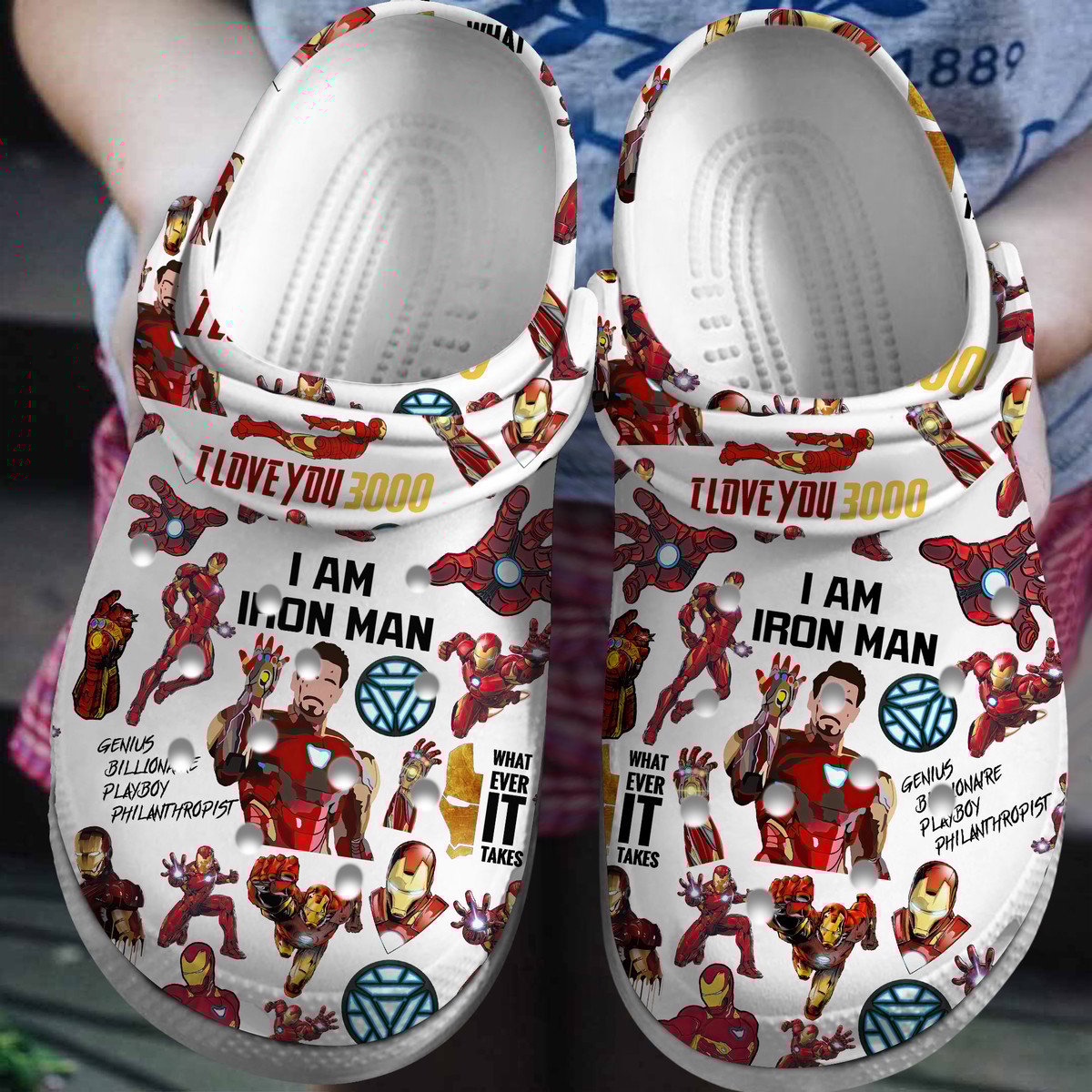 Iron Man I Love You 3000 Movie Crocs Crocband Clogs Shoes Comfortable For Men Women and Kids