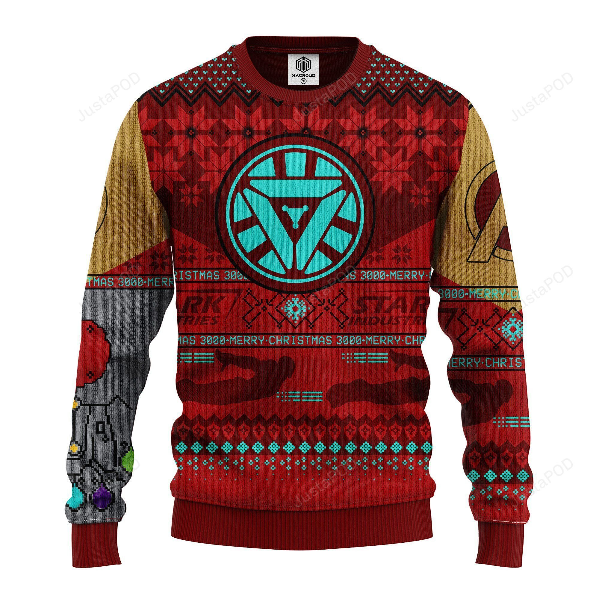 Iron Man Stark Industries Merry Christmas 3000 Ugly Christmas Sweater Adult 3D Funny Matching for family
