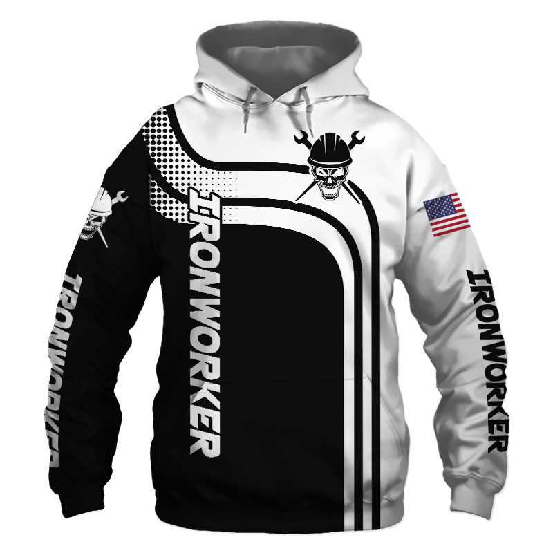 Ironworker Black US Flag 3D All Over Print Hoodie, Zip Hoodie
