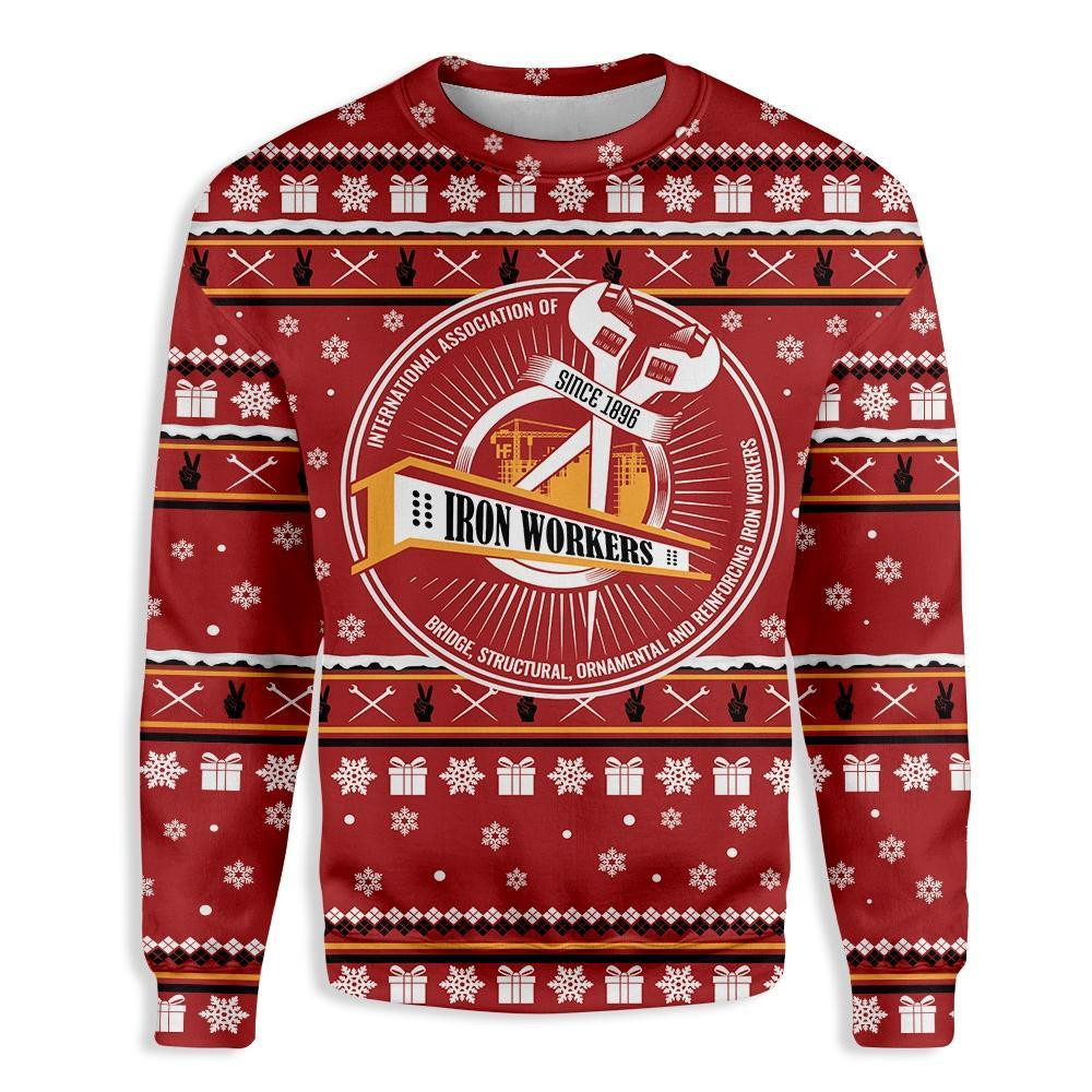 Ironworker Christmas Gift Ugly Christmas Sweater Adult 3D Funny Matching for family
