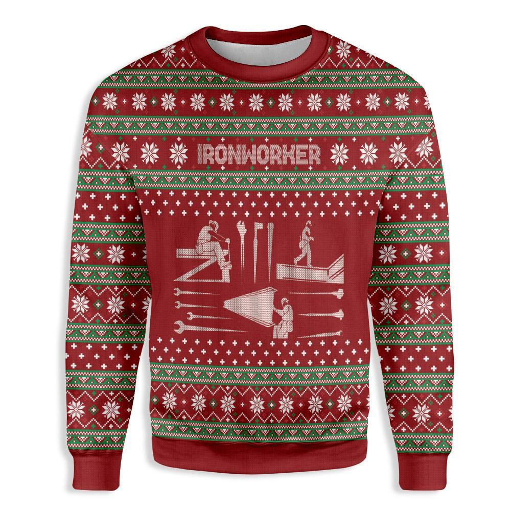 Ironworker Christmas Ugly Christmas Sweater Adult 3D Funny Matching for family