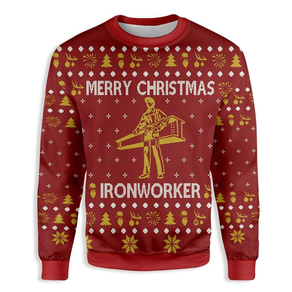 Ironworker Merry Christmas Ugly Christmas Sweater Adult 3D Funny Matching for family