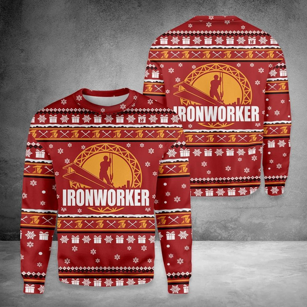Ironworker Merry Christmas Ugly Christmas Sweater Adult 3D Funny Matching for family