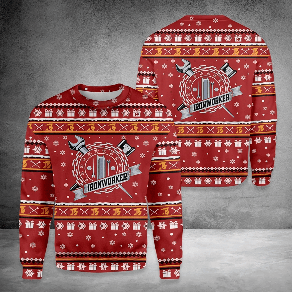 Ironworker Ugly Christmas Sweater Adult 3D Funny Matching for family