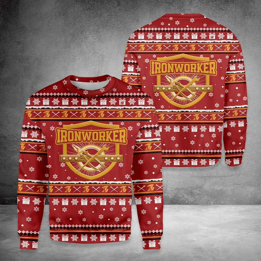 Ironworker Ugly Christmas Sweater Adult 3D Funny Matching for family