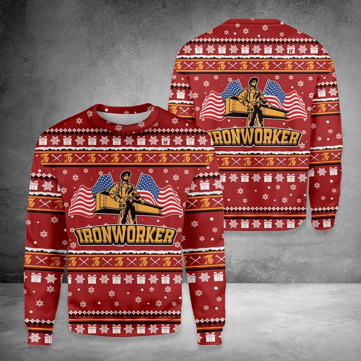 Ironworker Ugly Christmas Sweater Adult 3D Funny Matching for family