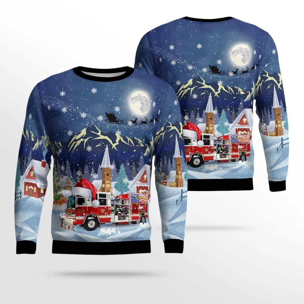 Irvington Volunteer Fire Department Omaha Nebraska Christmas AOP Ugly Sweater Xmas Unisex Sweater Christmas Gifts For Men Women